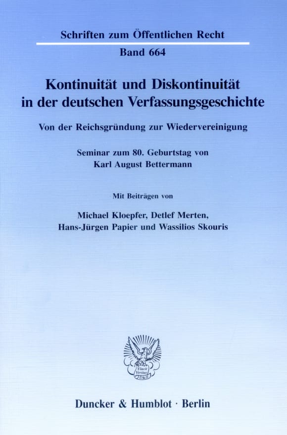 Cover Kontinuität und Diskontinuität in der deutschen Verfassungsgeschichte