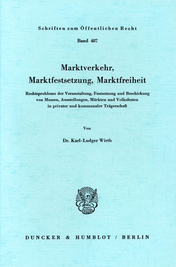 Cover Marktverkehr, Marktfestsetzung, Marktfreiheit