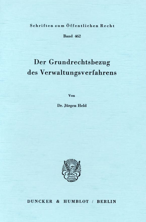 Cover Der Grundrechtsbezug des Verwaltungsverfahrens