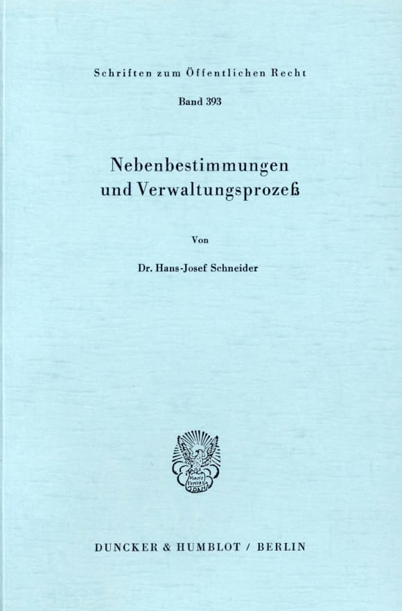 Cover Nebenbestimmungen und Verwaltungsprozeß