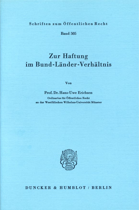 Cover Zur Haftung im Bund-Länder-Verhältnis