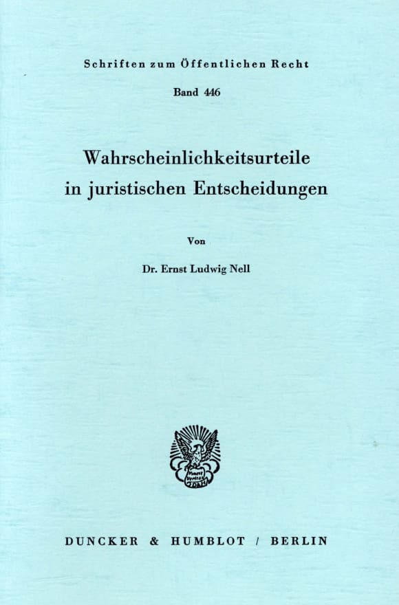 Cover Wahrscheinlichkeitsurteile in juristischen Entscheidungen