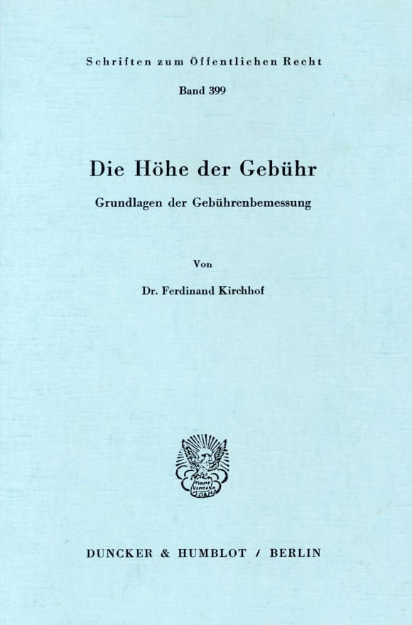 Cover Die Höhe der Gebühr