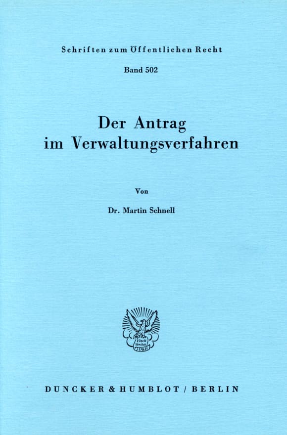 Cover Der Antrag im Verwaltungsverfahren