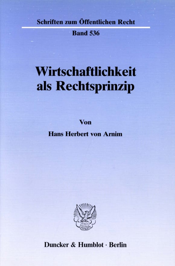 Cover Wirtschaftlichkeit als Rechtsprinzip