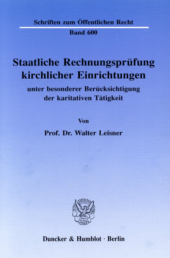 Cover Staatliche Rechnungsprüfung kirchlicher Einrichtungen,