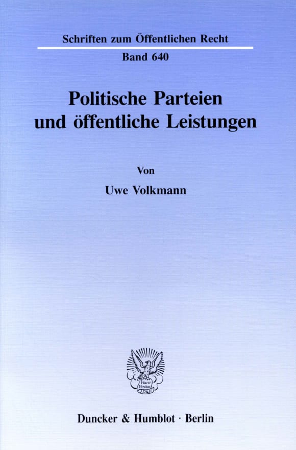 Cover Politische Parteien und öffentliche Leistungen