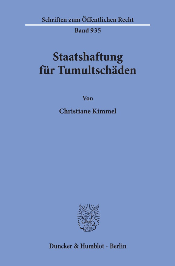 Cover Staatshaftung für Tumultschäden