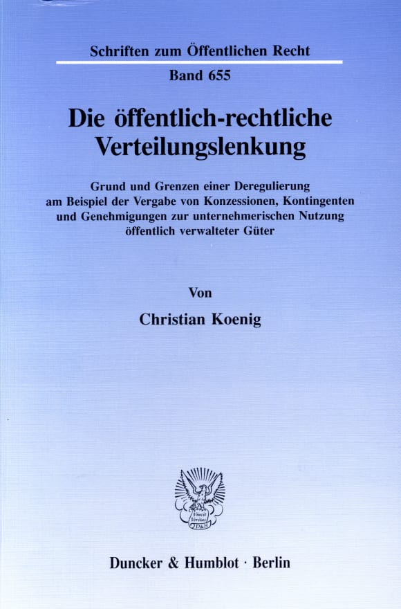 Cover Die öffentlich-rechtliche Verteilungslenkung