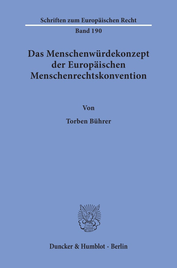 Cover Das Menschenwürdekonzept der Europäischen Menschenrechtskonvention