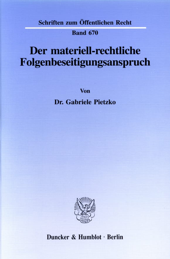 Cover Der materiell-rechtliche Folgenbeseitigungsanspruch