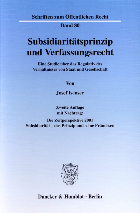 Cover Subsidiaritätsprinzip und Verfassungsrecht