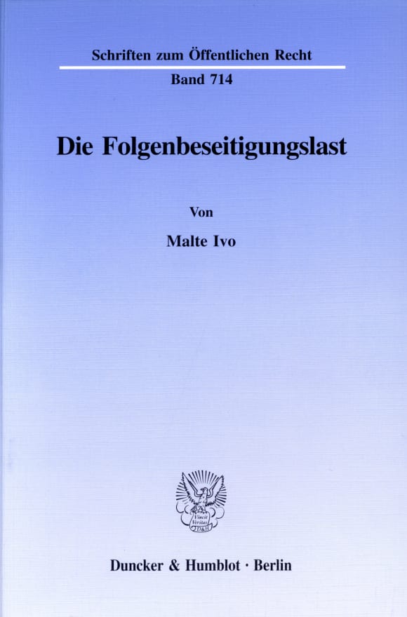 Cover Die Folgenbeseitigungslast