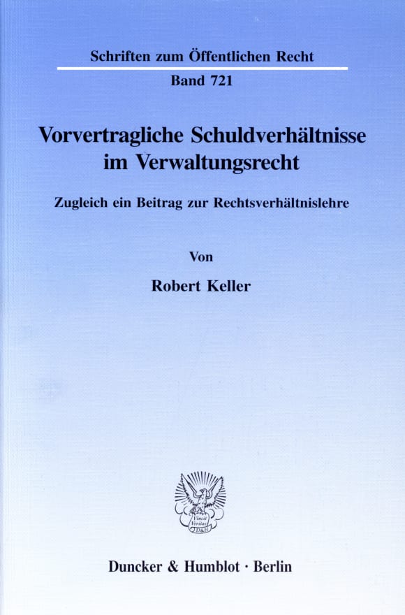 Cover Vorvertragliche Schuldverhältnisse im Verwaltungsrecht