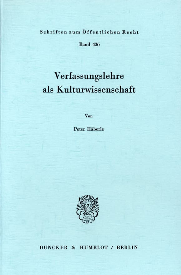 Cover Verfassungslehre als Kulturwissenschaft