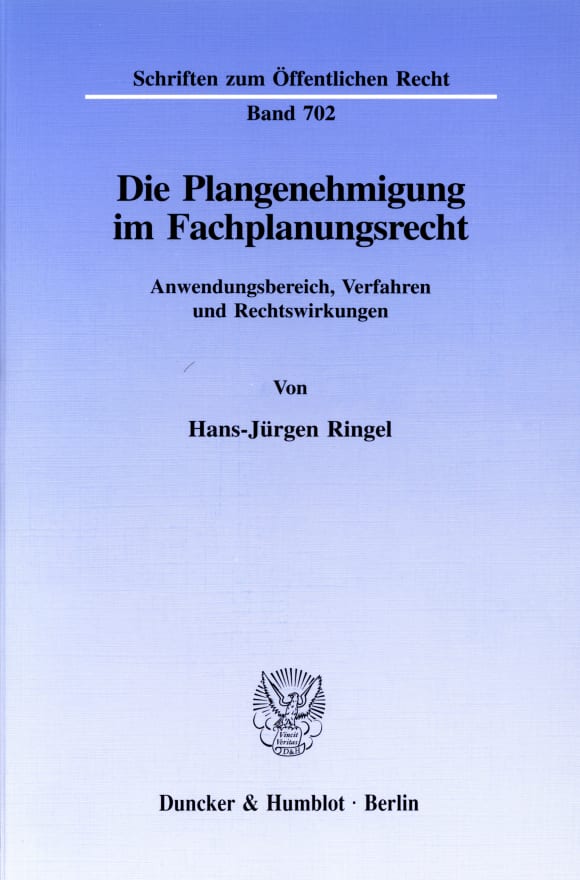 Cover Die Plangenehmigung im Fachplanungsrecht