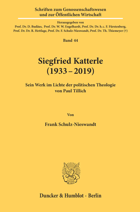 Cover Siegfried Katterle (1933–2019)