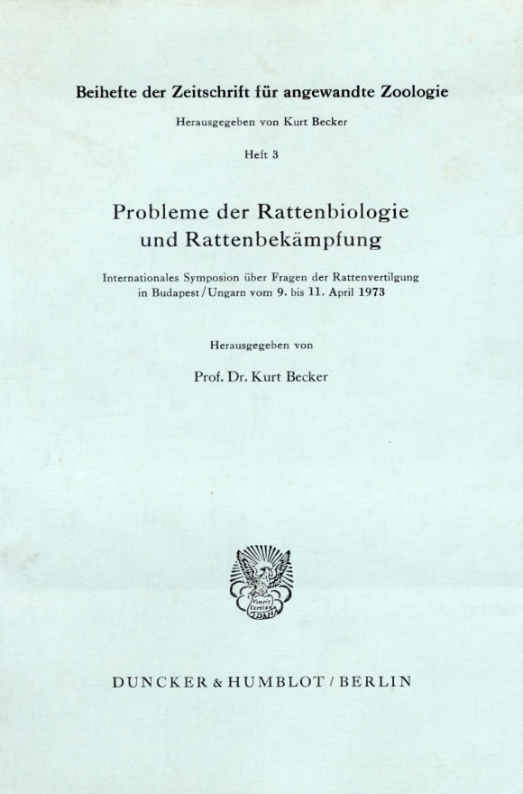 Cover Probleme der Rattenbiologie und Rattenbekämpfung