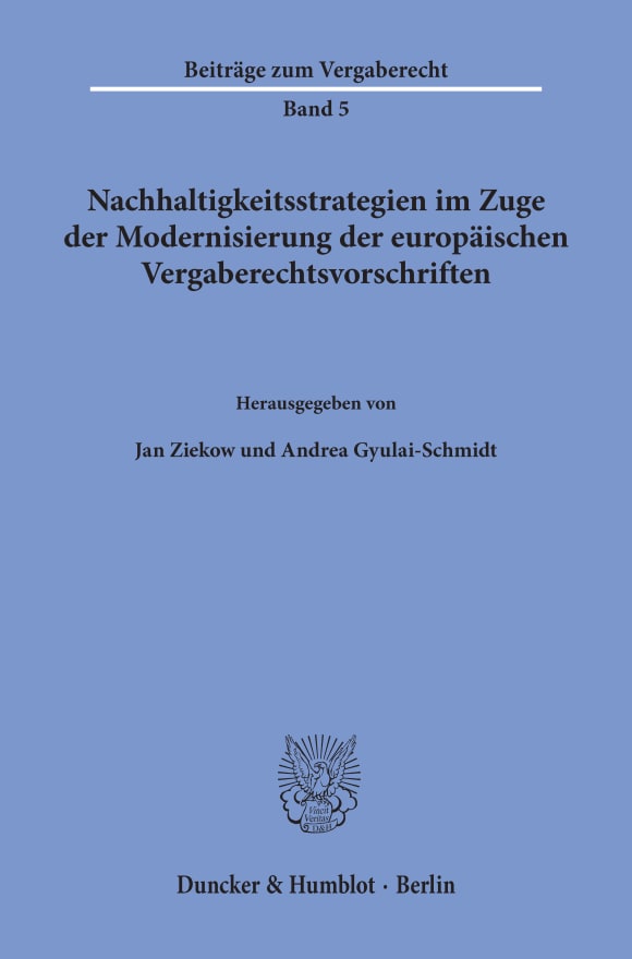 Cover Nachhaltigkeitsstrategien im Zuge der Modernisierung der europäischen Vergaberechtsvorschriften