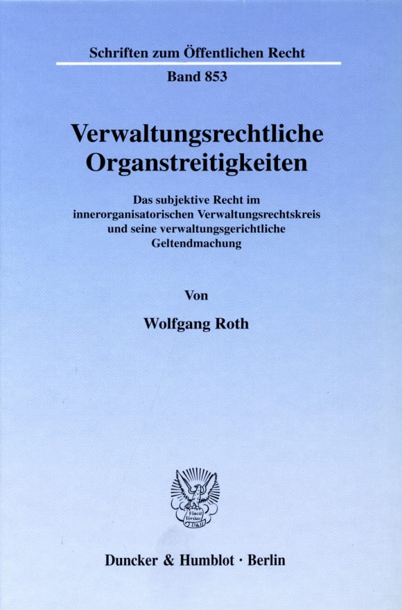 Cover Verwaltungsrechtliche Organstreitigkeiten