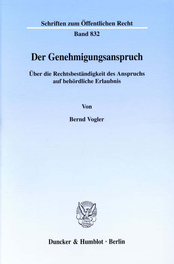 Cover Der Genehmigungsanspruch