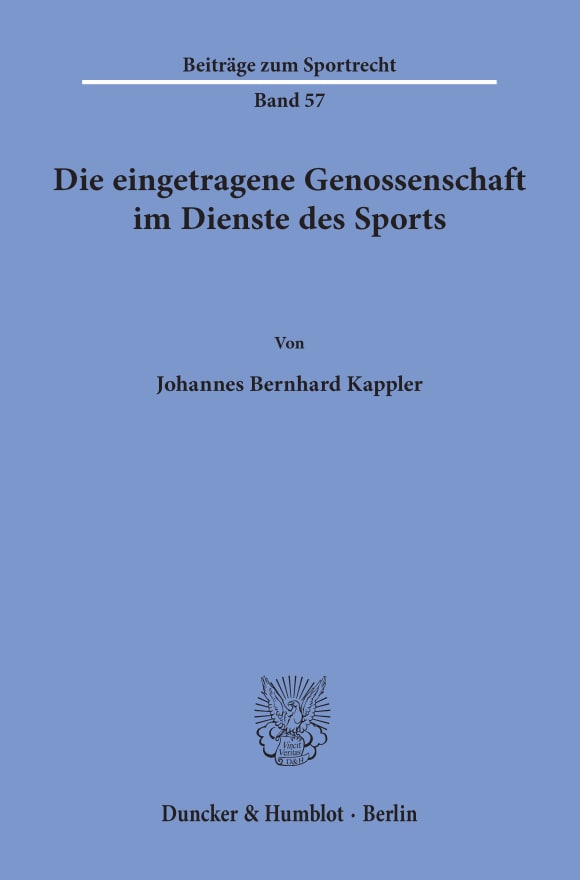 Cover Die eingetragene Genossenschaft im Dienste des Sports