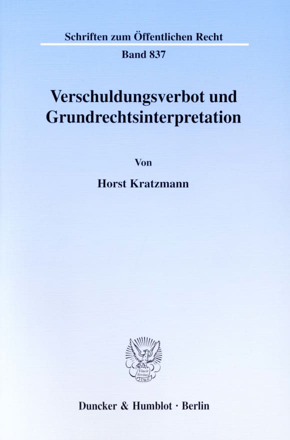 Cover Verschuldungsverbot und Grundrechtsinterpretation