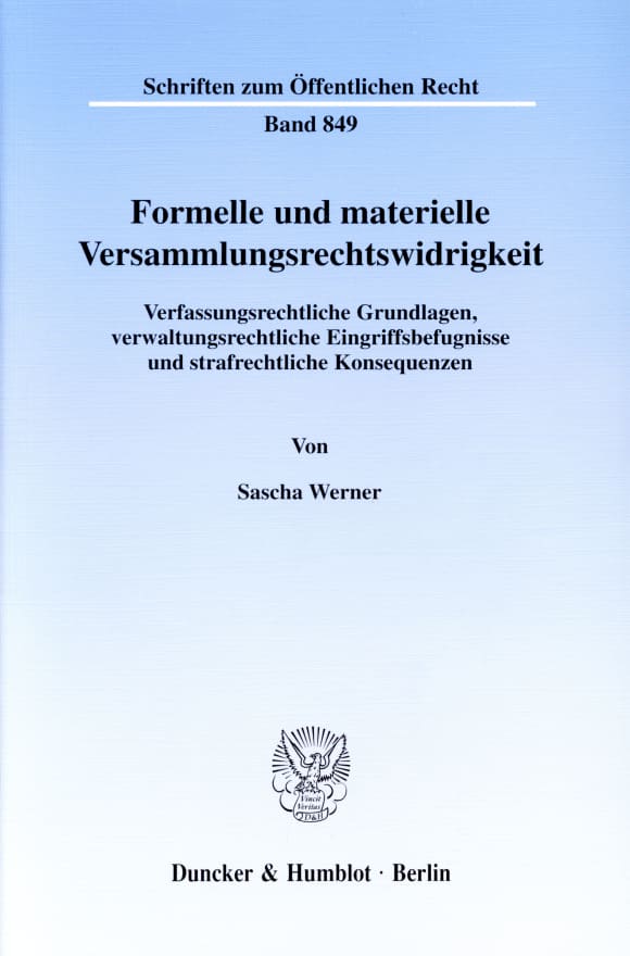 Cover Formelle und materielle Versammlungsrechtswidrigkeit