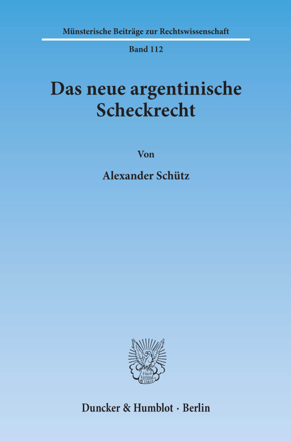 Cover Das neue argentinische Scheckrecht