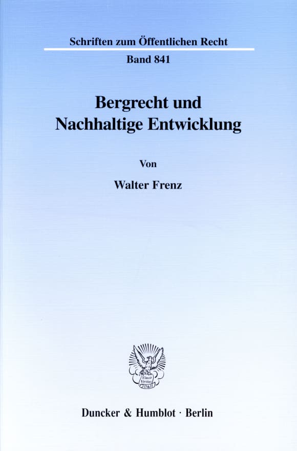 Cover Bergrecht und Nachhaltige Entwicklung