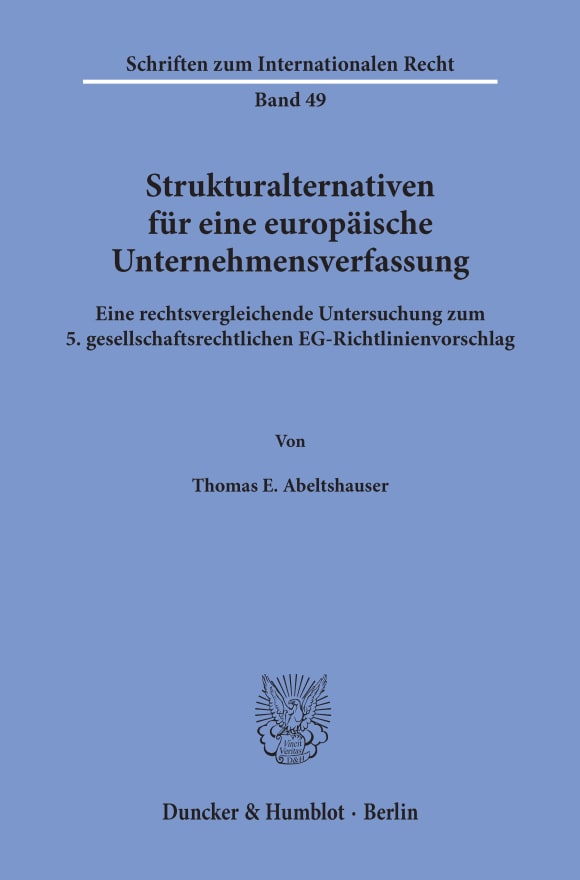 Cover Strukturalternativen für eine europäische Unternehmensverfassung