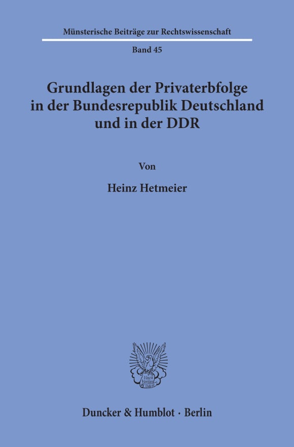 Cover Gundlagen der Privaterbfolge in der Bundesrepublik Deutschland und in der DDR