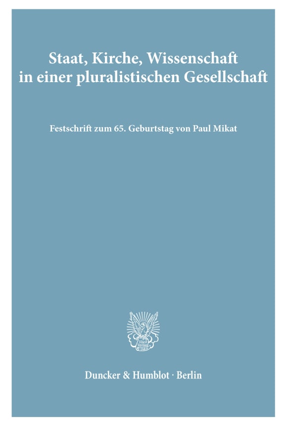 Cover Staat, Kirche, Wissenschaft in einer pluralistischen Gesellschaft