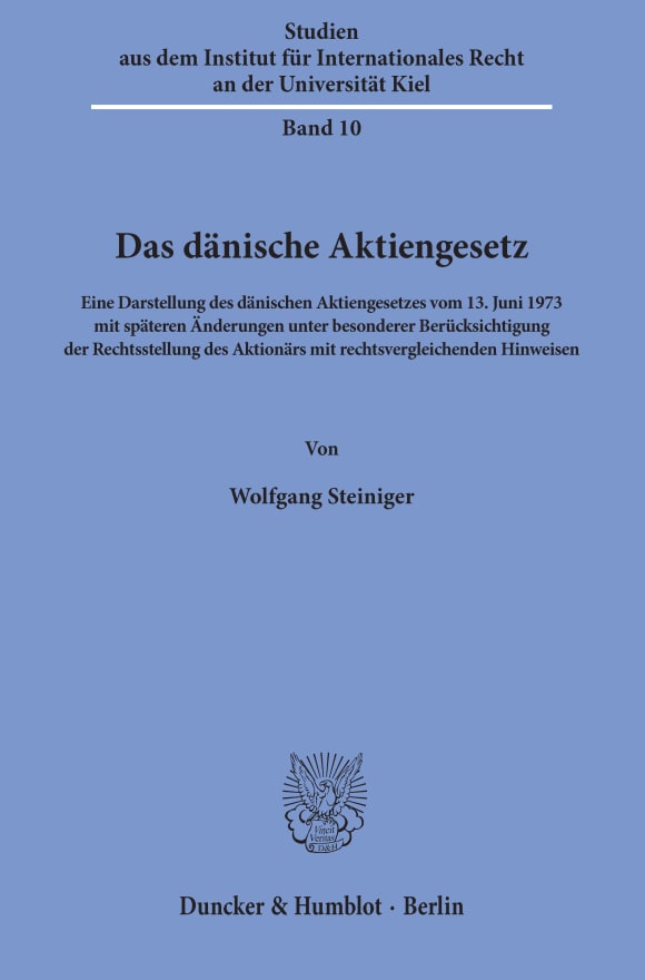 Cover Studien aus dem Walther-Schücking-Institut für Internationales Recht an der Universität Kiel (SIIR)