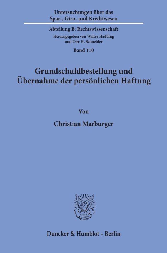 Cover Grundschuldbestellung und Übernahme der persönlichen Haftung