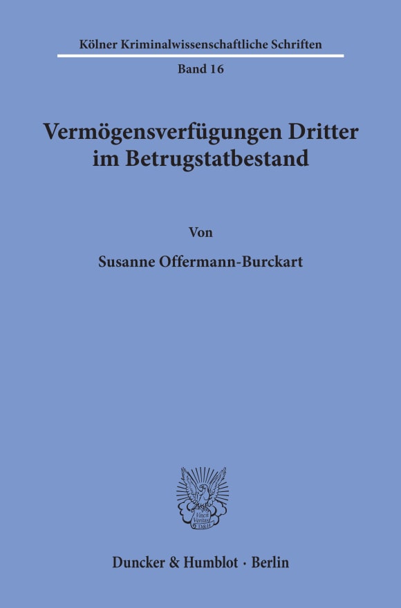 Cover Vermögensverfügungen Dritter im Betrugstatbestand