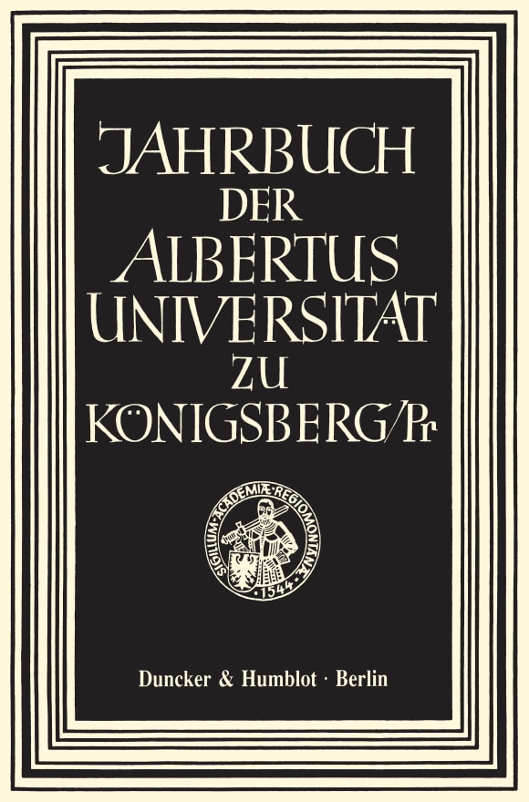 Cover Jahrbuch der Albertus-Universität zu Königsberg/Pr