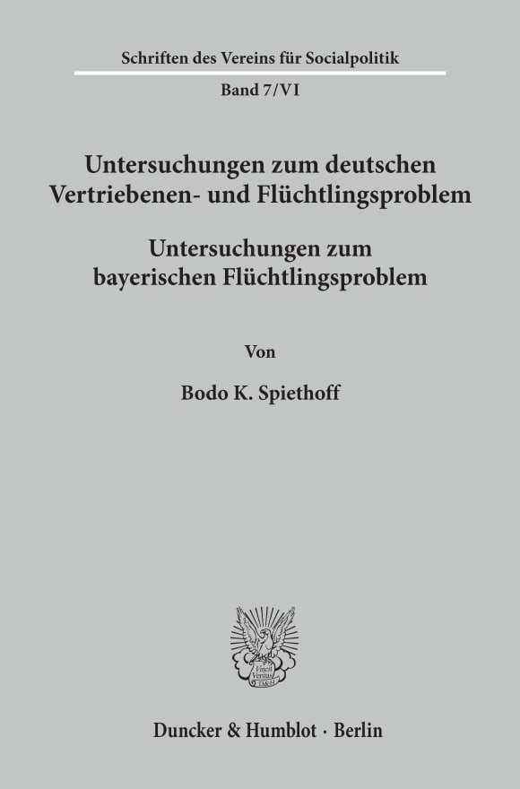 Cover Untersuchungen zum deutschen Vertriebenen- und Flüchtlingsproblem