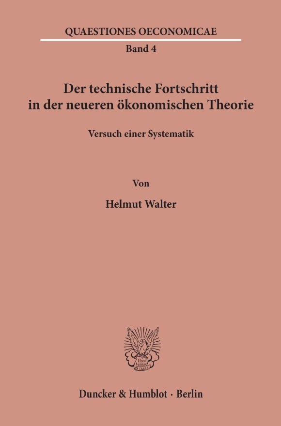 Cover Der technische Fortschritt in der neueren ökonomischen Theorie