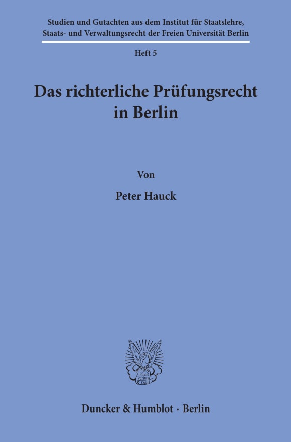 Cover Das richterliche Prüfungsrecht in Berlin