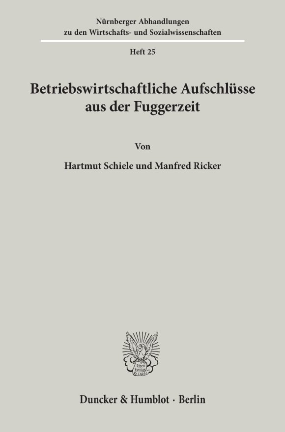 Cover Betriebswirtschaftliche Aufschlüsse aus der Fuggerzeit