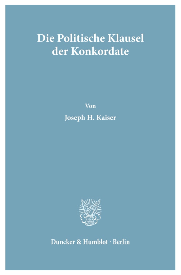 Cover Die Politische Klausel der Konkordate