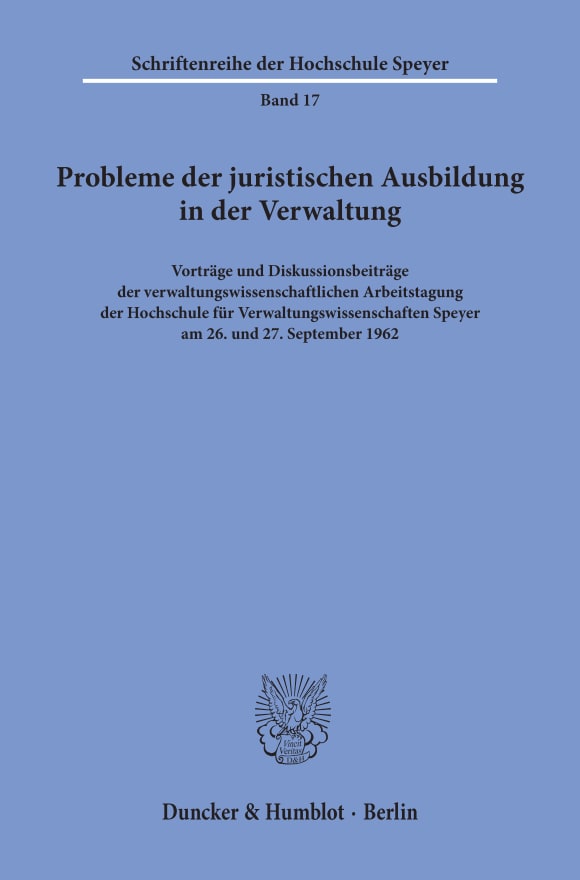 Cover Probleme der juristischen Ausbildung in der Verwaltung