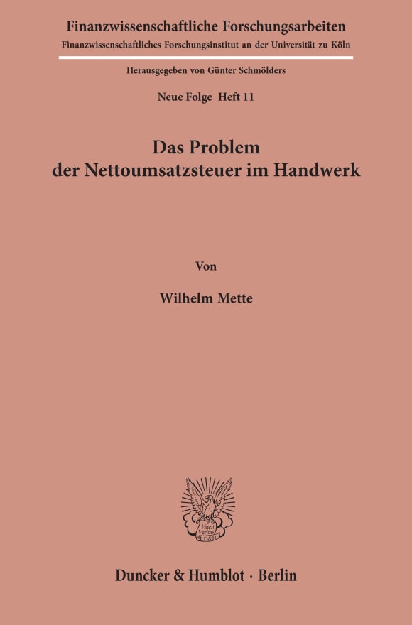 Cover Das Problem der Nettoumsatzsteuer im Handwerk