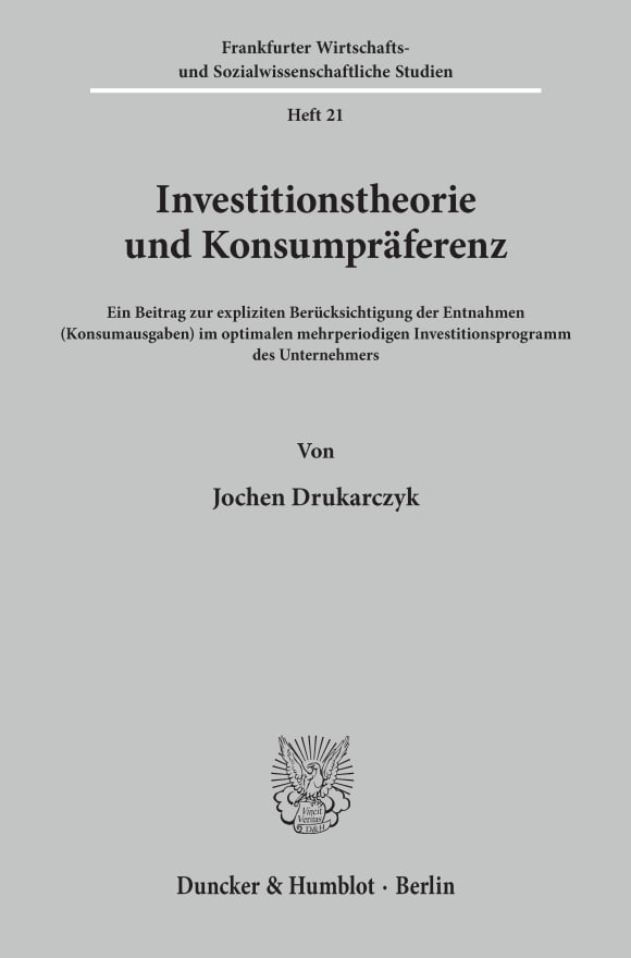 Cover Investitionstheorie und Konsumpräferenz