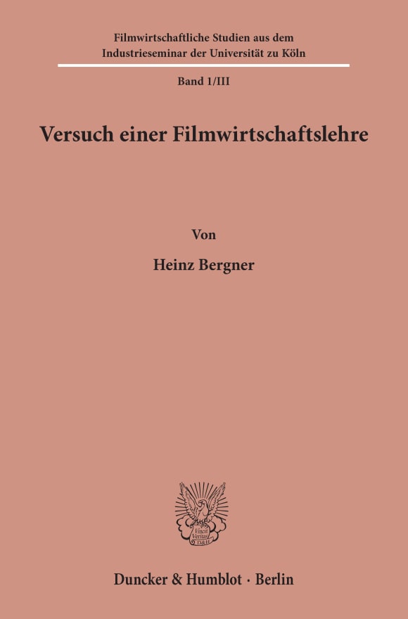 Cover Filmwirtschaftliche Studien aus dem Industrieseminar der Universität zu Köln (FSI)