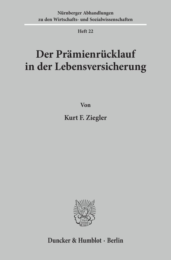 Cover Der Prämienrücklauf in der Lebensversicherung