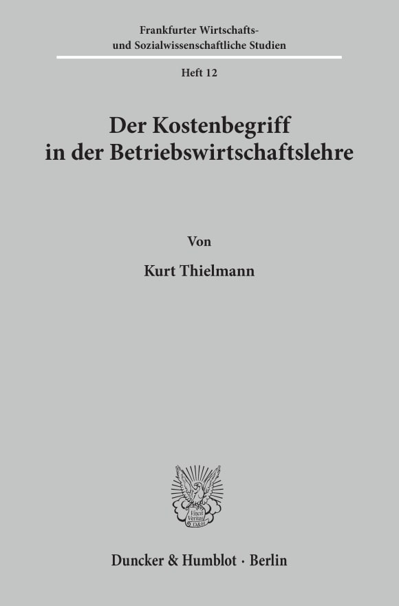 Cover Der Kostenbegriff in der Betriebswirtschaftslehre