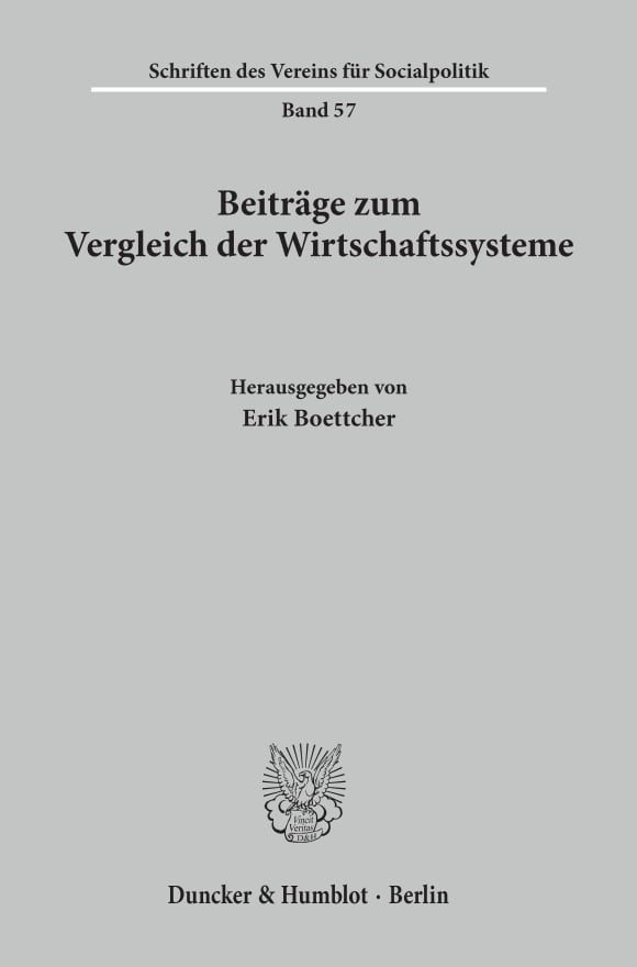 Cover Beiträge zum Vergleich der Wirtschaftssysteme