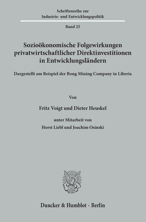 Cover Sozioökonomische Folgewirkungen privatwirtschaftlicher Direktinvestitionen in Entwicklungsländern